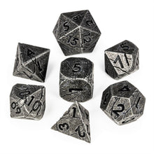 Load image into Gallery viewer, Distressed Iron Grey Cracked Metal Dice Set