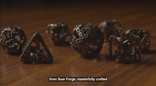 Load and play video in Gallery viewer, Imprisoned Dragon Core DND Dice Set (Black and Red)