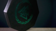 Load and play video in Gallery viewer, DND Dice Tray Green 3 Interlocked Triangles (Valknut) and Dragon Design