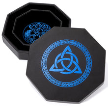Load image into Gallery viewer, DND Dice Tray Blue Celtic Knot & World Tree