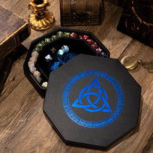 Load image into Gallery viewer, DND Dice Tray Blue Celtic Knot & World Tree