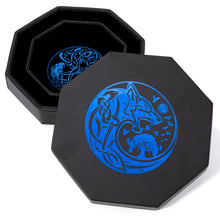 Load image into Gallery viewer, DND Dice Tray Blue Wolf & World Tree