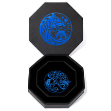 Load image into Gallery viewer, DND Dice Tray Blue Wolf & World Tree