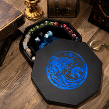 Load image into Gallery viewer, DND Dice Tray Blue Wolf & World Tree