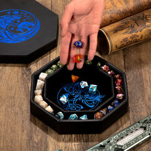 Load image into Gallery viewer, DND Dice Tray Blue Wolf & World Tree