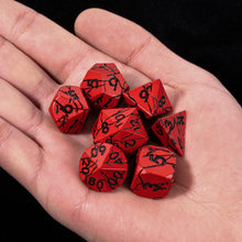 Load image into Gallery viewer, Demonic Ruins Red and Black Cracked Metal Dice