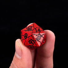 Load image into Gallery viewer, Demonic Ruins Red and Black Cracked Metal Dice