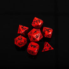 Load image into Gallery viewer, Demonic Ruins Red and Black Cracked Metal Dice