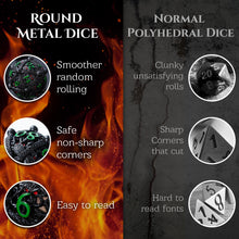 Load image into Gallery viewer, Unique 7-Piece Round Hollow Orb Metal Dice Set - Cthulhu Design