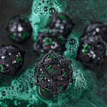 Load image into Gallery viewer, Unique 7-Piece Round Hollow Orb Metal Dice Set - Cthulhu Design