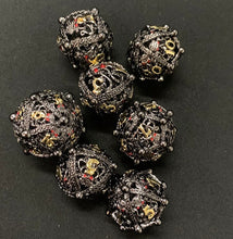 Load image into Gallery viewer, Unique 7-Piece Round Hollow Orb Metal Dice Set - Cthulhu Design