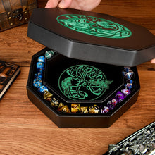 Load image into Gallery viewer, DND Dice Tray Green Wolf & World Tree