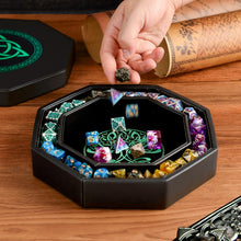Load image into Gallery viewer, DND Dice Tray Green Green Celtic Knot & World Tree