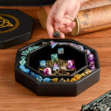 Load image into Gallery viewer, DND Dice Tray Gold Celtic Knot & World Tree Design