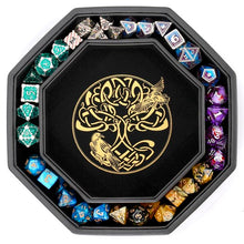 Load image into Gallery viewer, DND Dice Tray Gold Wolf & World Tree