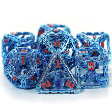 Load image into Gallery viewer, Imprisoned Dragon Core DND Dice Set (Blue Tint)