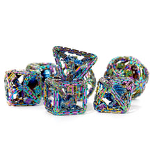 Load image into Gallery viewer, Imprisoned Dragon Core DND Dice Set (Scorched Rainbow)