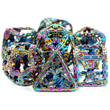 Load image into Gallery viewer, Imprisoned Dragon Core DND Dice Set (Scorched Rainbow)