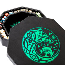 Load image into Gallery viewer, DND Dice Tray Green Wolf & World Tree