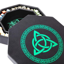 Load image into Gallery viewer, DND Dice Tray Green Green Celtic Knot & World Tree