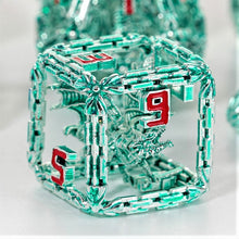 Load image into Gallery viewer, 7-Piece Imprisoned Dragon Core Metal Dice Set (Green) Washed Green