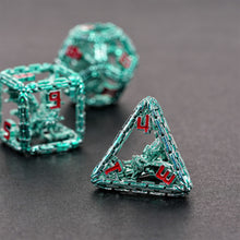 Load image into Gallery viewer, 7-Piece Imprisoned Dragon Core Metal Dice Set (Green)