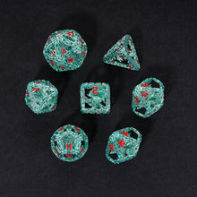 Load image into Gallery viewer, 7-Piece Imprisoned Dragon Core Metal Dice Set (Green)