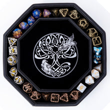 Load image into Gallery viewer, DND Dice Tray Silver Celtic Knot & World Tree Design