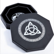 Load image into Gallery viewer, DND Dice Tray Silver Celtic Knot & World Tree Design