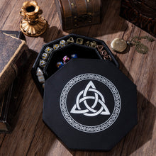 Load image into Gallery viewer, DND Dice Tray Silver Celtic Knot & World Tree Design