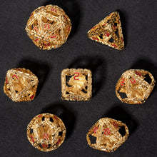 Load image into Gallery viewer, Imprisoned Dragon Core DND Dice Set (Gold and Red)