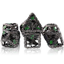 Load image into Gallery viewer, Imprisoned Dragon Core DND Dice Set (Black and Green)