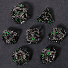 Load image into Gallery viewer, Imprisoned Dragon Core DND Dice Set (Black and Green)