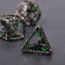 Load image into Gallery viewer, Imprisoned Dragon Core DND Dice Set (Black and Green)