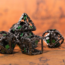 Load image into Gallery viewer, Imprisoned Dragon Core DND Dice Set (Black and Green)