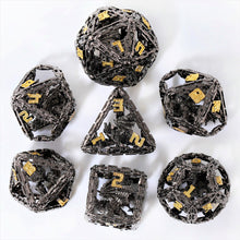 Load image into Gallery viewer, Imprisoned Dragon Core DND Dice Set (Black and Gold)