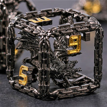 Load image into Gallery viewer, Imprisoned Dragon Core DND Dice Set (Black and Gold)