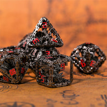 Load image into Gallery viewer, Imprisoned Dragon Core DND Dice Set (Black and Red)