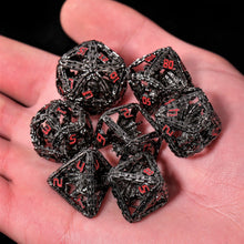 Load image into Gallery viewer, Imprisoned Dragon Core DND Dice Set (Black and Red)