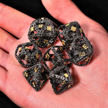 Load image into Gallery viewer, Imprisoned Dragon Core DND Dice Set (Black and Gold)