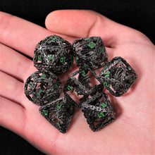 Load image into Gallery viewer, Imprisoned Dragon Core DND Dice Set (Black and Green)