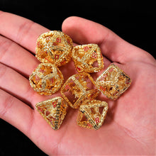 Load image into Gallery viewer, Imprisoned Dragon Core DND Dice Set (Gold and Red)