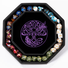 Load image into Gallery viewer, DND Dice Tray Purple Celtic Knot & World Tree