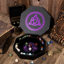 Load image into Gallery viewer, DND Dice Tray Purple Celtic Knot & World Tree
