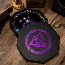 Load image into Gallery viewer, DND Dice Tray Purple Celtic Knot & World Tree