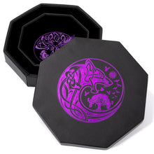 Load image into Gallery viewer, DND Dice Tray Purple Wolf & World Tree