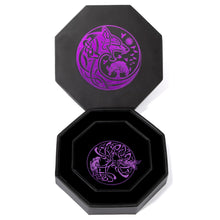 Load image into Gallery viewer, DND Dice Tray Purple Wolf & World Tree