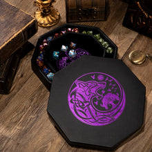 Load image into Gallery viewer, DND Dice Tray Purple Wolf & World Tree