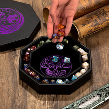 Load image into Gallery viewer, DND Dice Tray Purple Wolf & World Tree
