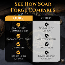 Load image into Gallery viewer, DND Dice Tray Gold 3 Interlocked Triangles (Valknut) and Dragon Design